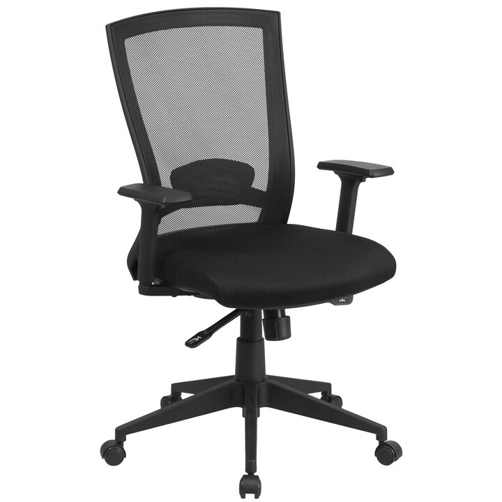 Cleo Mid-Back Black Mesh Executive Swivel Ergonomic Office Chair with Back Angle Adjustment and Adjustable Arms