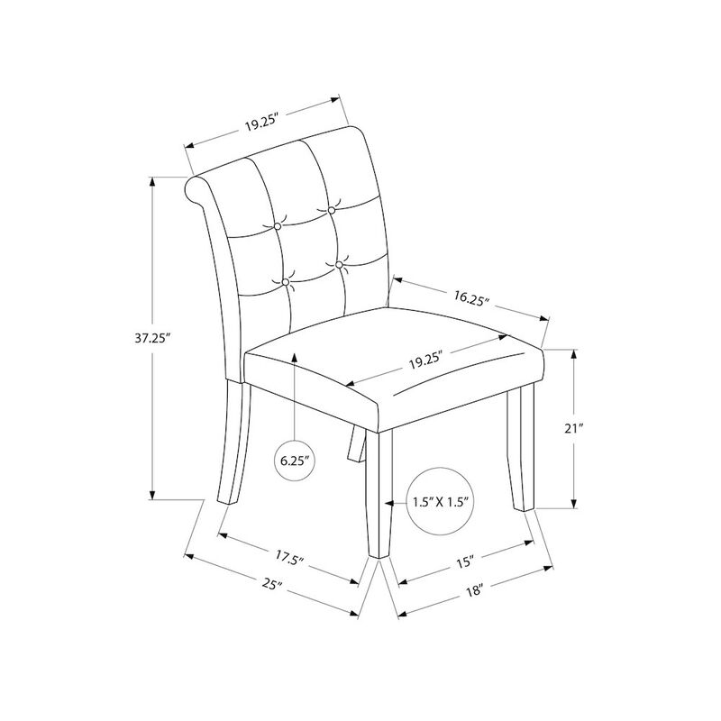 Dining Chair, 38" Height, Set Of 2, Upholstered, Modern