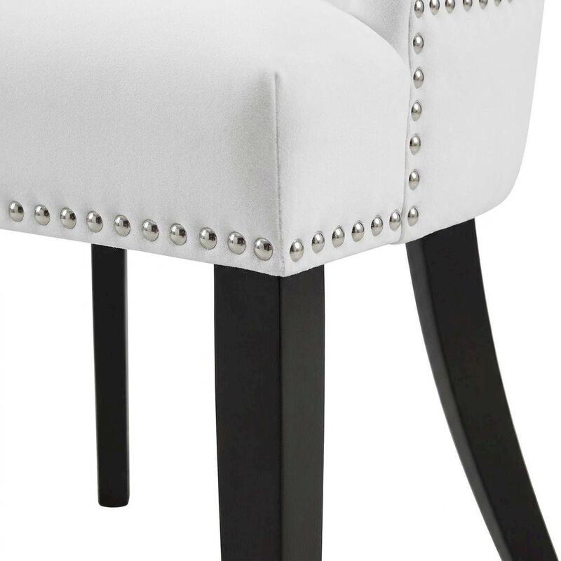 Faux Leather Upholstered Dining Chairs, White, Set of 4 image number 5