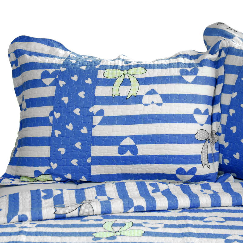 Lightweight 3PC Cotton Vermicelli-Quilted Printed Quilt Set Queen Size Bedspread image number 2