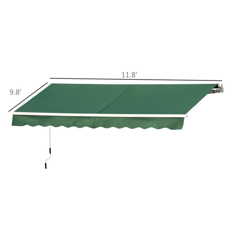 Green Patio Shield: 12x10 Manual Retractable Awning