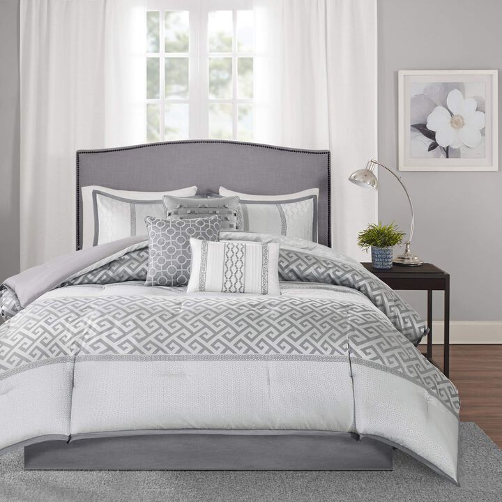 Madison Park Luxury Comforter Set-Traditional Jacquard Design All Season Down Alternative Bedding, Matching Bedskirt, Decorative