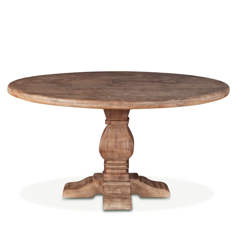World Interiors Pengrove 54-Inch Round Mango Wood Dining Table in Antique Oak Finish