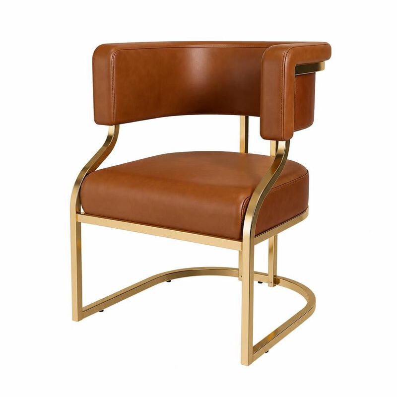 GOODSILO Armless Modern Dining Accent Chairs Set of 2 with Gold Plated Iron Frame PU Upholstered Cushion Ergonomic Curved Backrest for Dining Room Kitchen image number 0