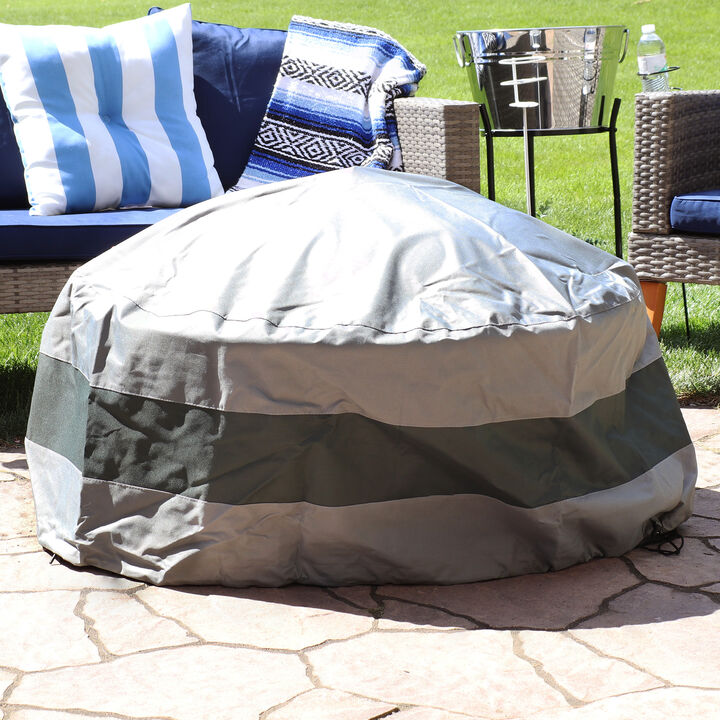 Sunnydaze 48 in 2-Tone Polyester Round Outdoor Fire Pit Cover - Gray/Green