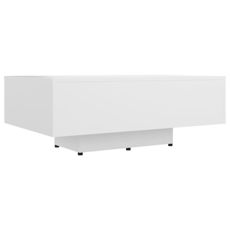 vidaXL Engineered Wood Coffee Table- Contemporary White Industrial Design, Versatile Living Room Furniture, Easy to Clean