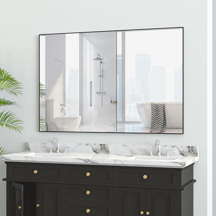 ELEMENT ACE Oversized Modern Rectangle Wall Mirror with Aluminum Frame - Extra Large Decorative Mirror for Bathroom Living Room Bedroom