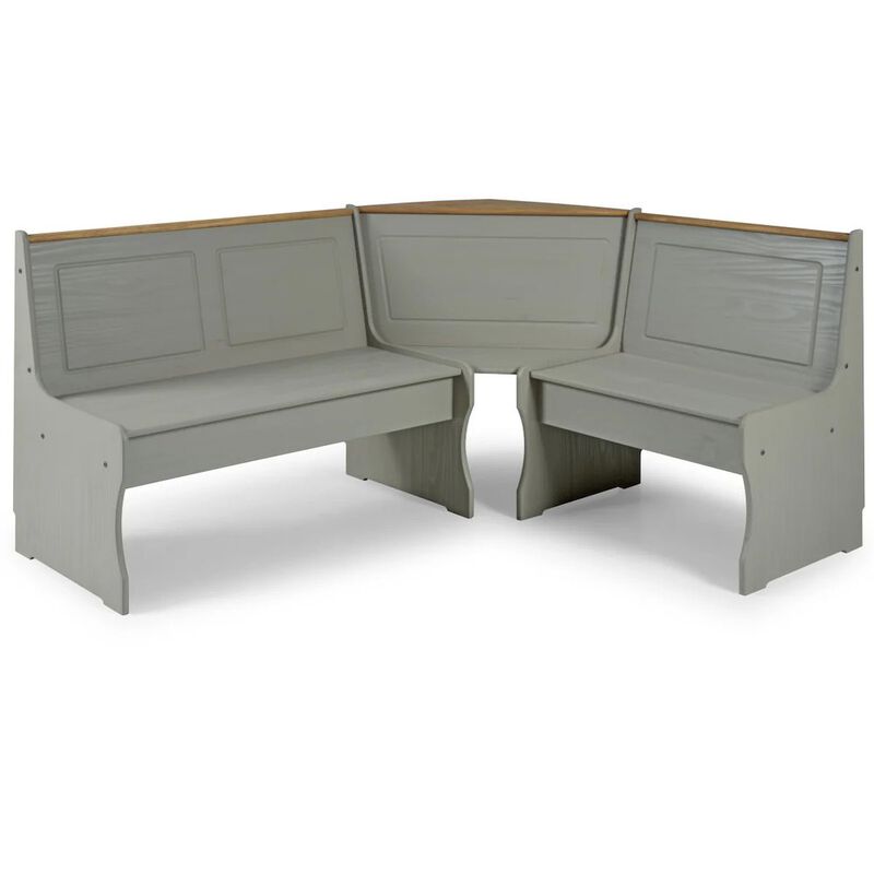 OS Home and Office Furniture Solid Pine Corner Dining Booth in Corona Gray