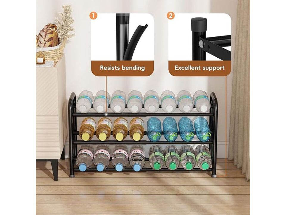 Entryway Metal Shoe Organizer 3 Tier Adjustable Shelves Closet Storage Black