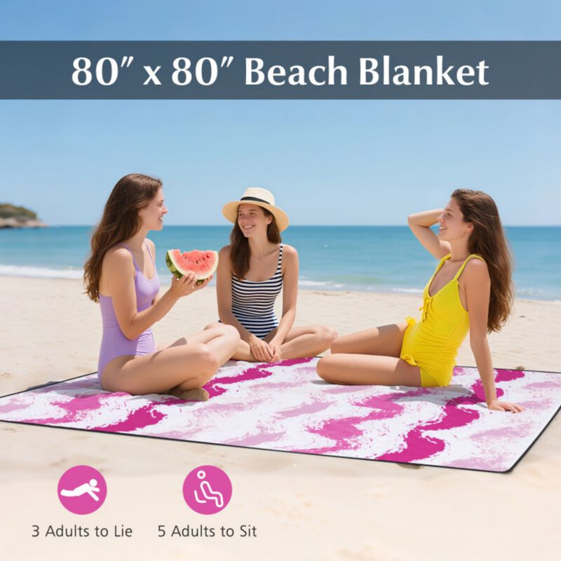 4 Pieces Beach Umbrella Set with 2 Foldable Chairs and Picnic Blanket-Blue image number 7