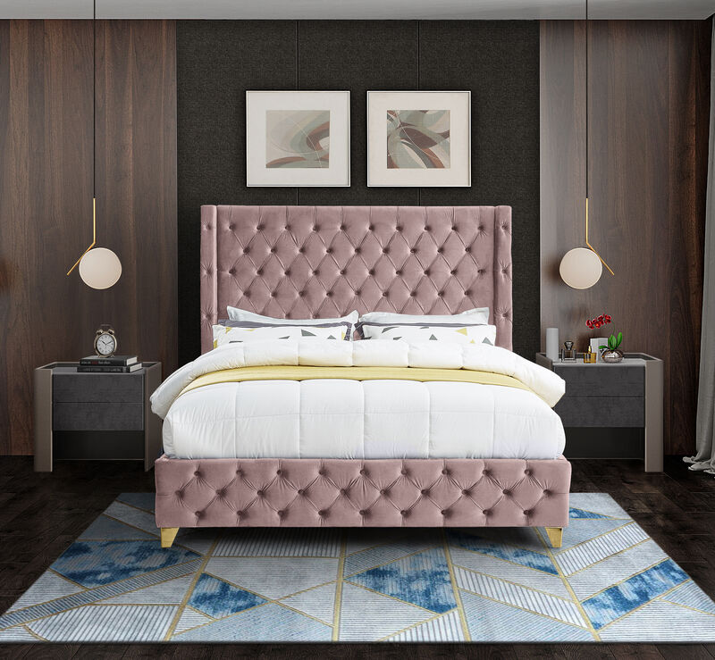 Meridian Furniture Savan Pink Velvet King Bed image number 6