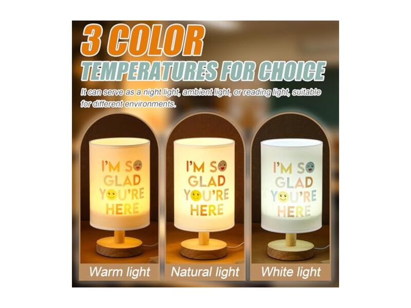 3 Color Boho Wood Fabric Table Lamp For Bedroom Living Room 2 X 9 Inch image number 3