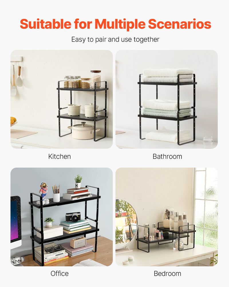 2-Tier Cabinet Organizer Shelf Steel Counter Spice Rack for Kitchen image number 5