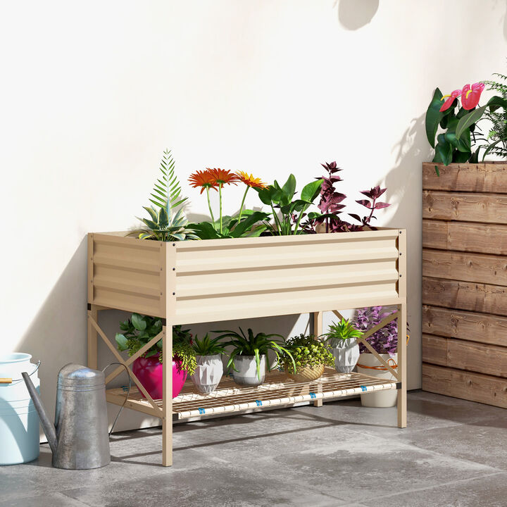Hivvago Galvanized Garden Planter for Flowers and Herbs