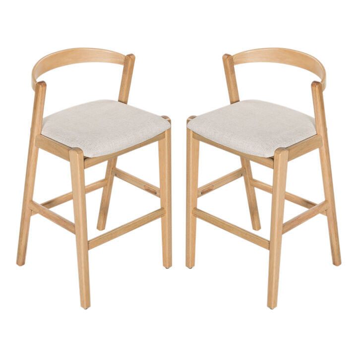 Christopher Knight Home Rosy Mid-Century Modern Rubberwood Barstool with Curved Open Back (Set of 2)