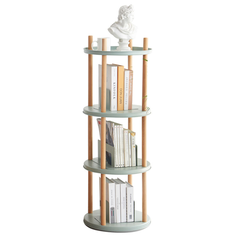 Storage Shelf, 360 Rotating Bookshelf, 4 Tier Bookcase w/ Large-Capacity Storage Space, Multifunctional Storage Rack, Compact Design, Standing Shelf for Living Room, Bedroom, Study Room, Kitchen