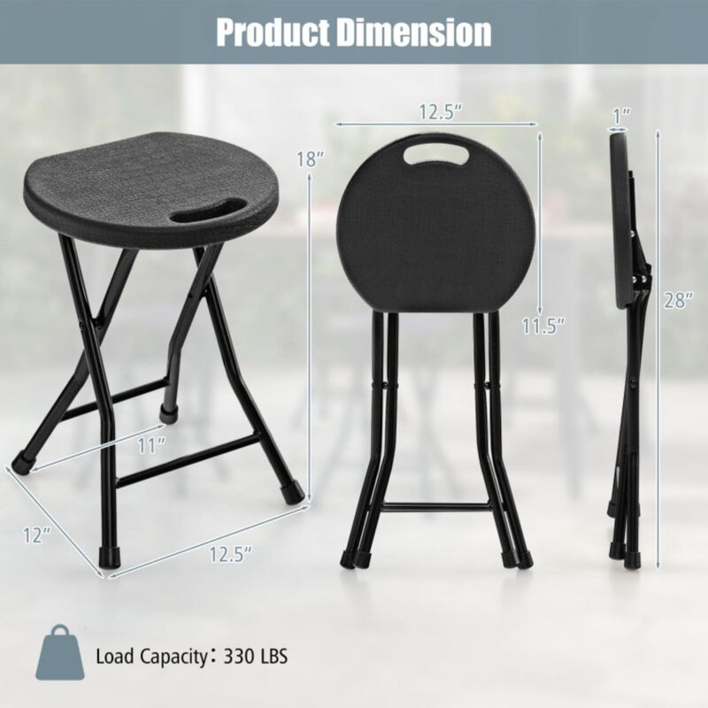 Hivvago Set of 2 18 Inch Collapsible Round Stools with Handle
