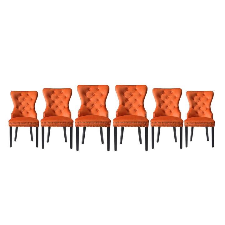 WestinTrends Velvet Upholstered Tufted Dining Chairs (Set of 6)
