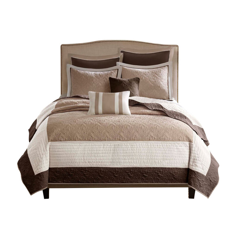 Gracie Mills Colby 7-Piece Quilt Set with Euro Shams and Cozy Throw Pillows