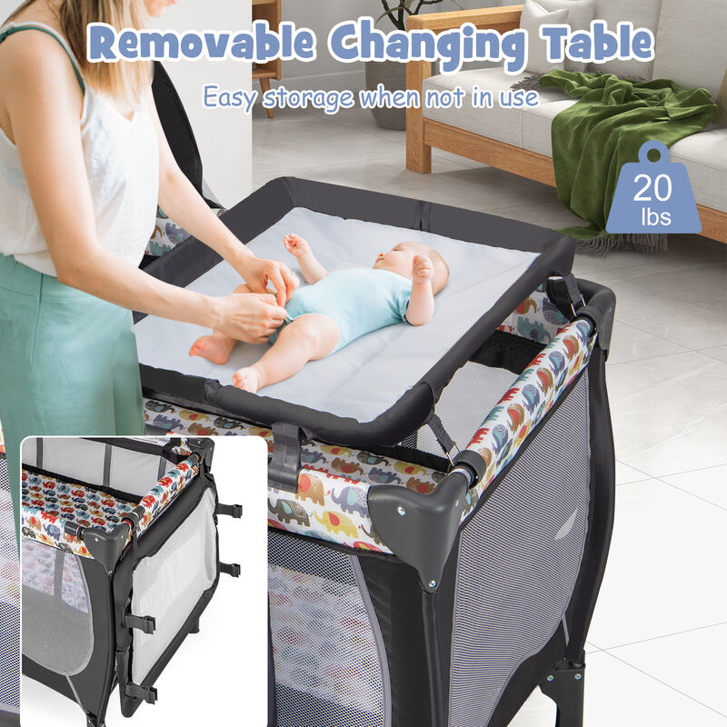 Multi-Function Baby Nursery Center – Bassinet, Changing Table, Music Box & Net