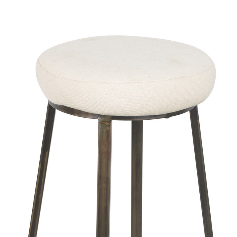 Metal Framed Backless Counter Stool With Polyester Seat, Black & White - Benzara