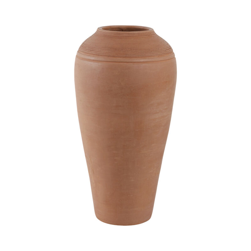 16x9" Terracotta Ribbed Floor Vase, Natural image number 3