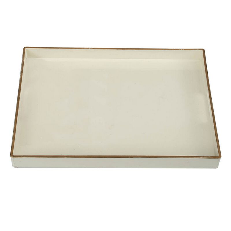 Mimosa Rectangle Tray With Cutout Handles, White image number 4