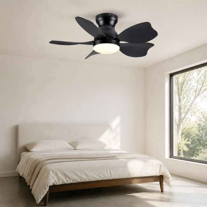 ELEMENT ACE Low Profile Flush Mount Ceiling Fan with Reversible Motor Dimmable LED Lighting and Remote Control Perfect for Small Children Rooms and Compact Living Spaces
