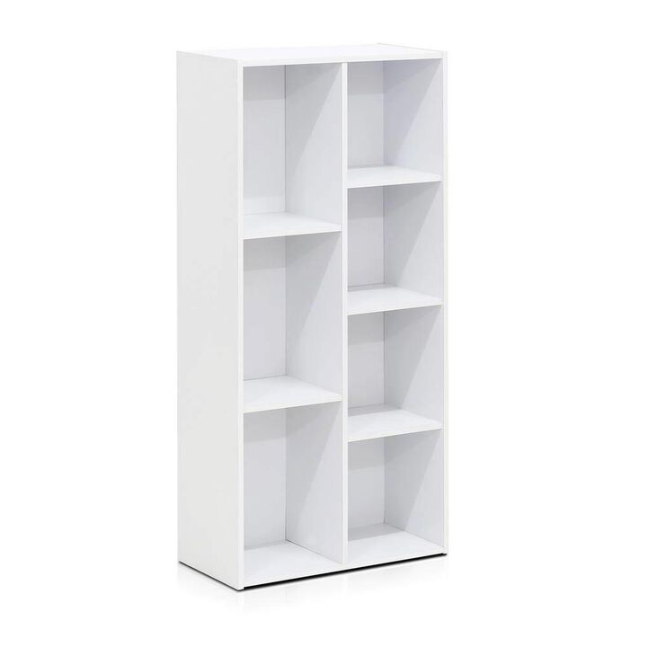 Hivvago Modern 42-inch High Bookcase with 7 Open Shelves in White Wood Finish