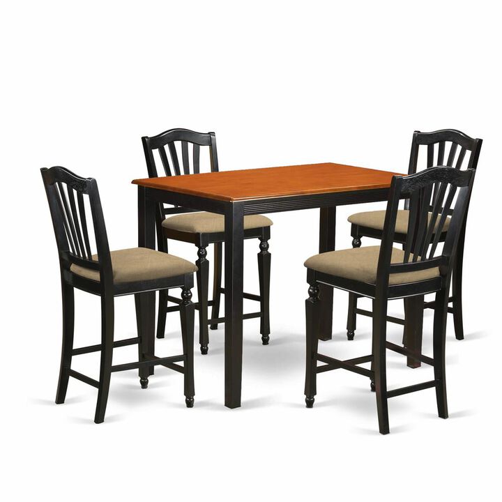 5 Pc Dining counter height set - Kitchen dinette Table and 4 counter height stool.