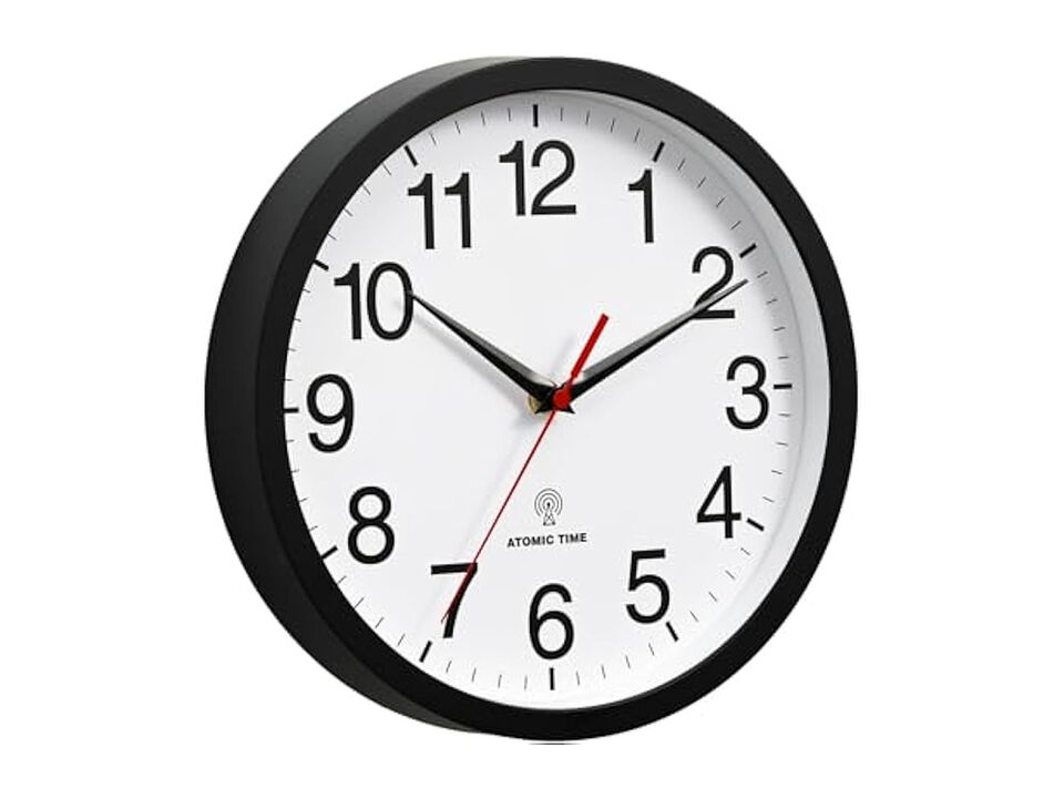 Atomic Black Wall Clock 10 Inch Modern Battery Operated Living Room Decor