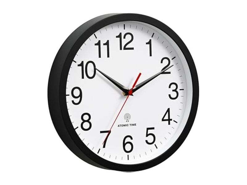 Atomic Black Wall Clock 10 Inch Modern Battery Operated Living Room Decor image number 1