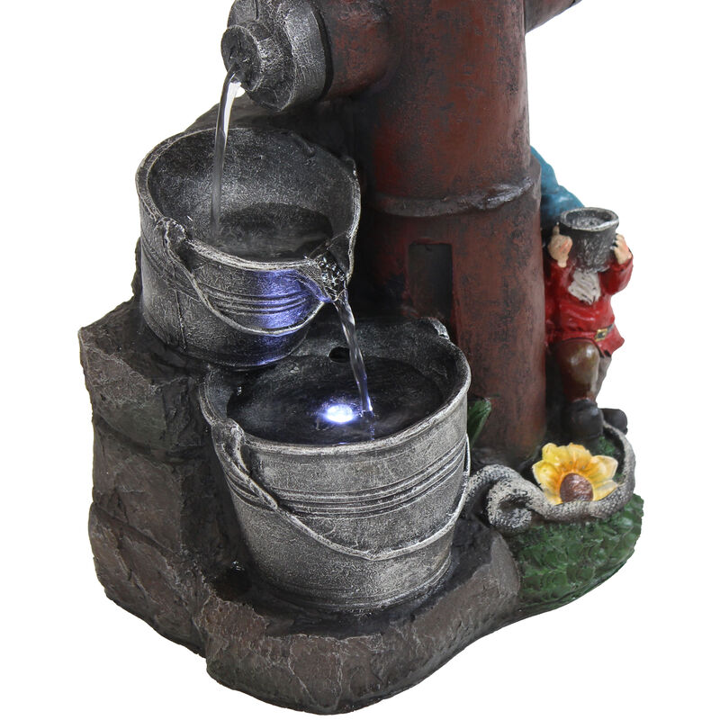Sunnydaze Electric Fire Hydrant Gnome Water Fountain with LED Light - 16 in