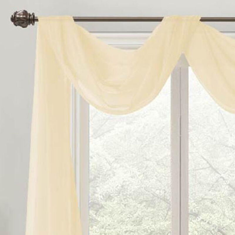 Celine Sheer 55 x 216 in. Sheer Curtain Scarf Valance Beige