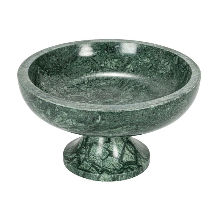 Marble Footed Pedestal Bowl, Green