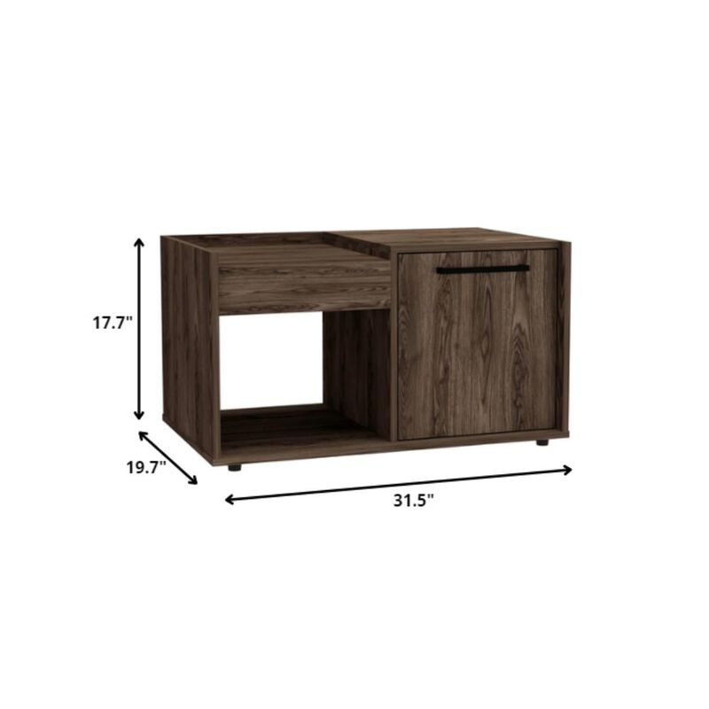 Hivvago 32 Inch Dark Walnut Manufactured Wood Rectangular Coffee Table With Shelf