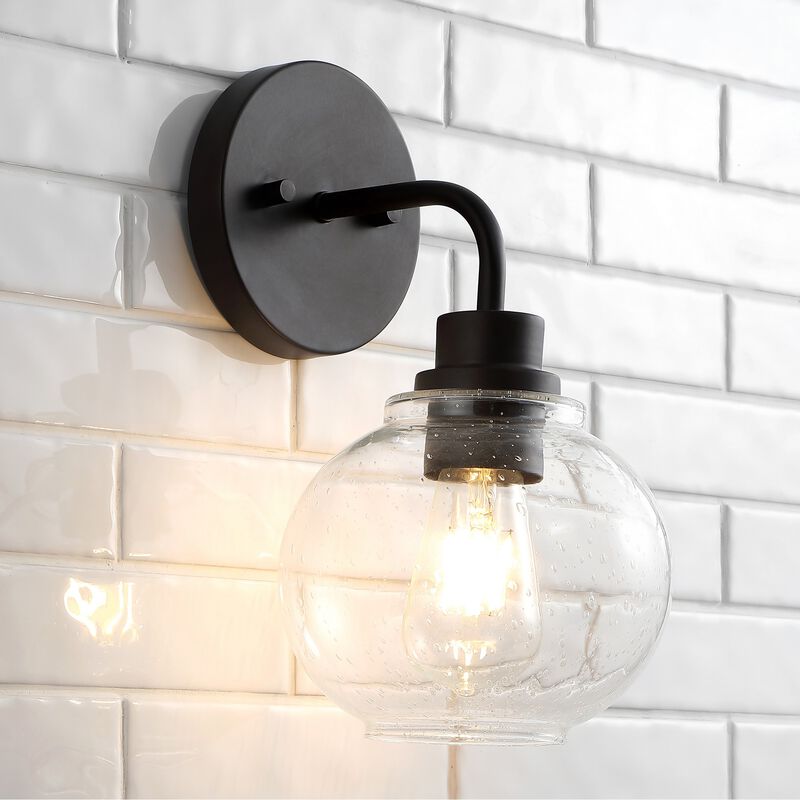 Sandrine Iron/Seeded Glass Cottage Rustic LED Vanity Light