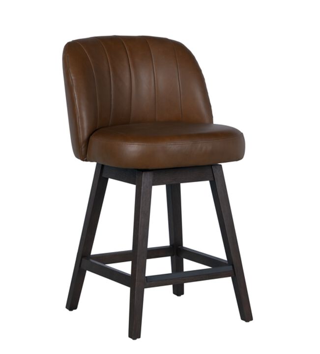 Della Brown Leather Counter Stool