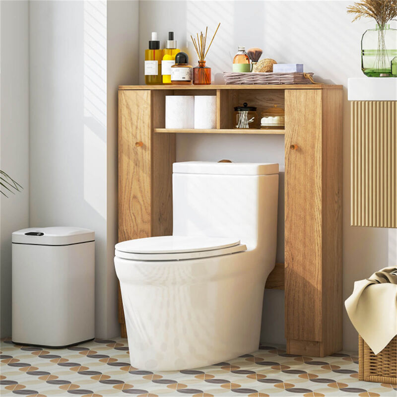 Independent Toilet Storage Cabinet with Shelves and Enclosed Compartment