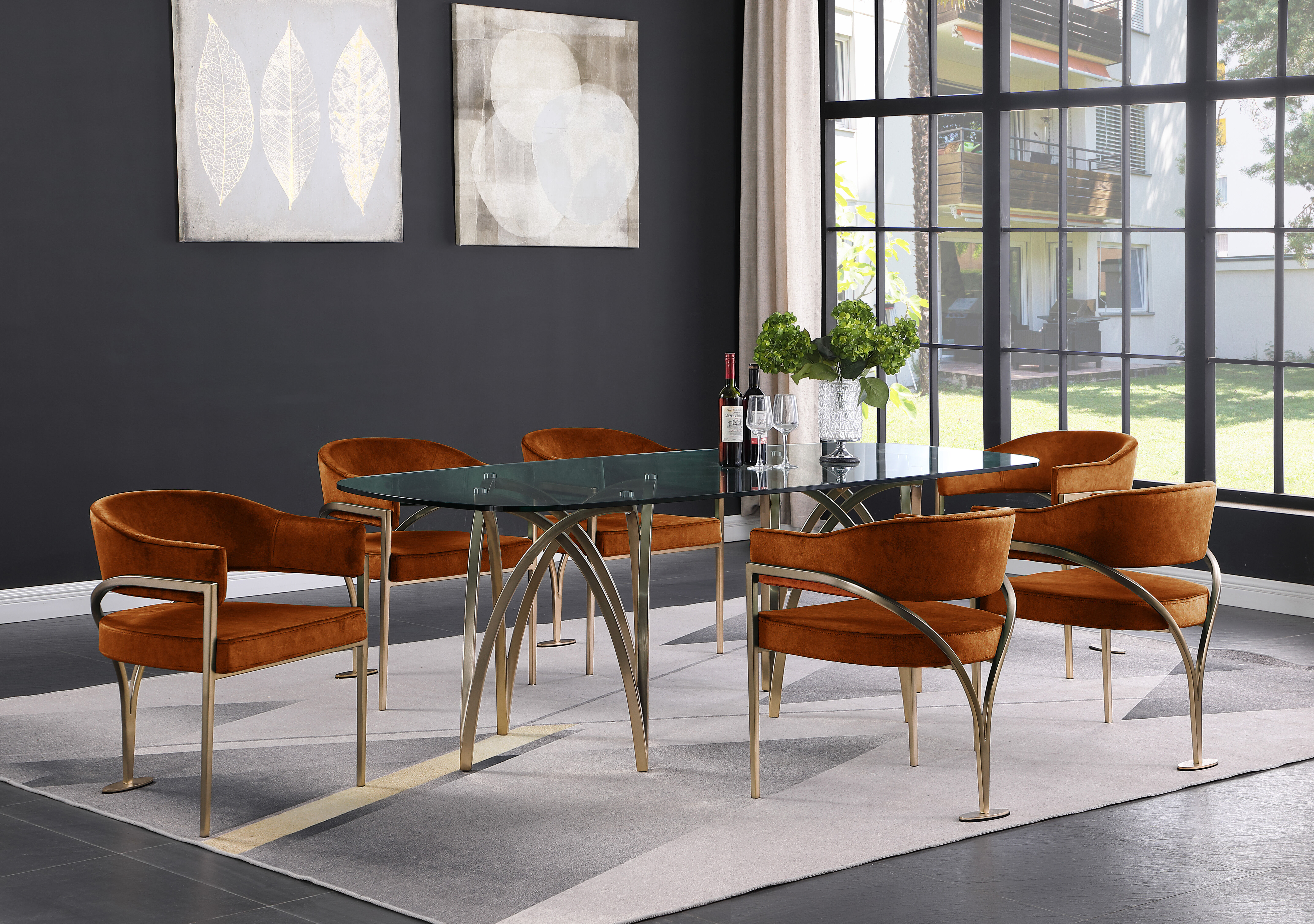 Meridian Furniture Madelyn Cognac Velvet Dining Chair