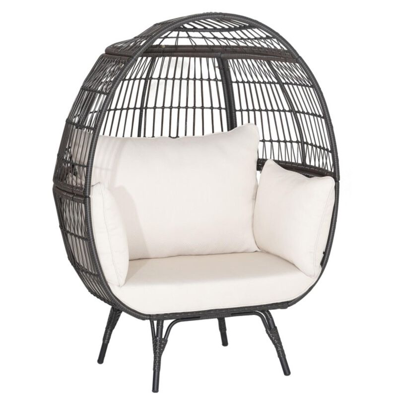 Hivvago Oversized Patio Rattan Egg Lounge Chair with 4 Cushions