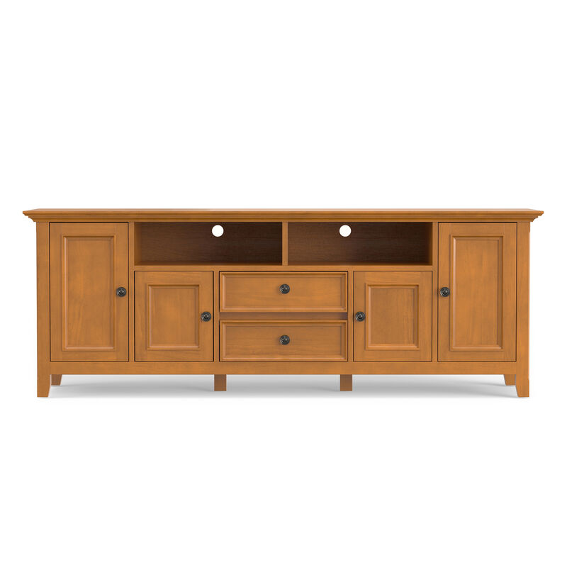 Amherst 72 inch Wide Solid Wood Transitional TV Stand in Light Golden Brown