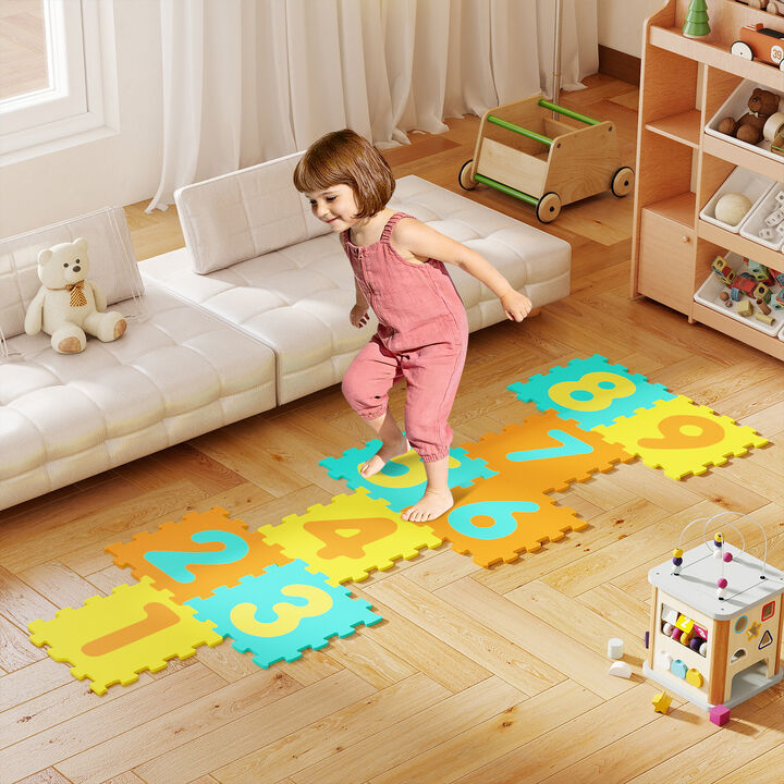 Foam Puzzle Floor Mat for Kids &ndash; 9 Interlocking Pieces with 3 Marker Discs