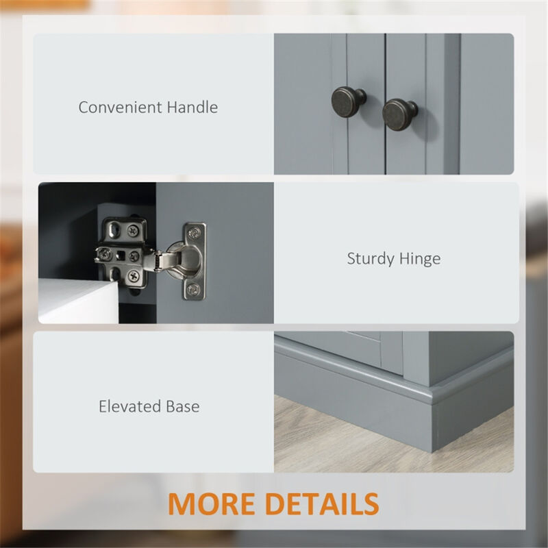 Freestanding Kitchen Cabinet with Doors and Adjustable Shelves image number 2