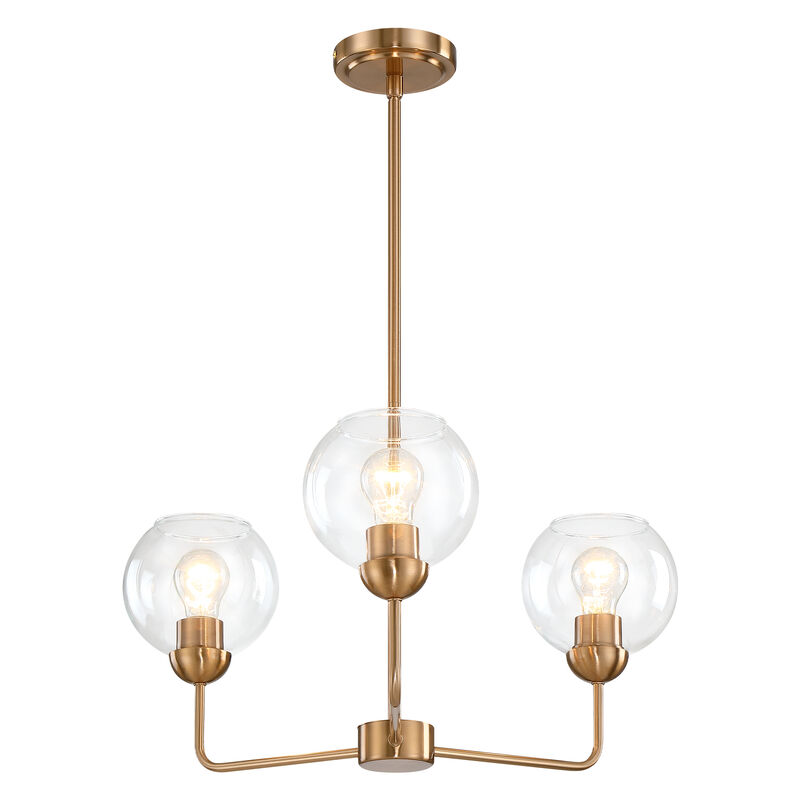 23" Modern Vintage 3-Light Antique Brass Dimmable Chandelier image number 0