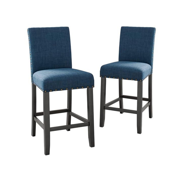 New Classic Furniture Furniture Crispin 25 Fabric Counter Chairs in Blue (Set of 2)
