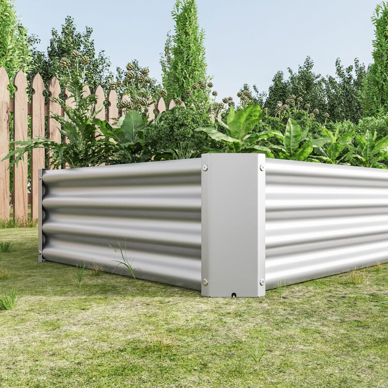 Clihome 6&times;3&times;1ft Metal Raised Rectangle Planter Beds for Plants image number 6
