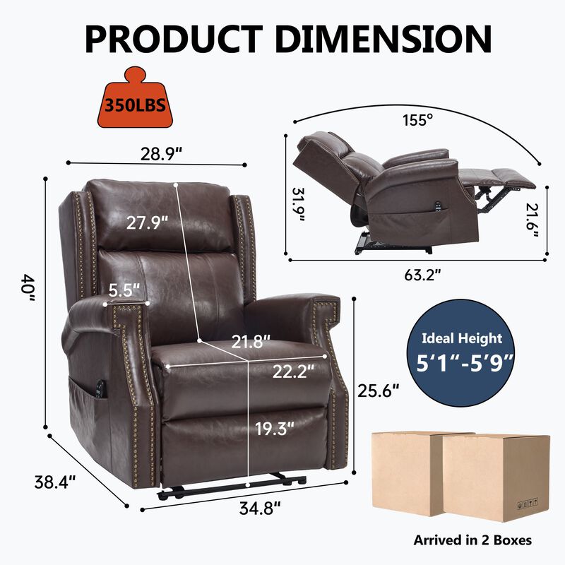 Manual Recliner Chair in Faux Leather for Living Room with Heavy Duty Motion Mechanism, 8 vibrating nodes and 3 massage modes image number 2