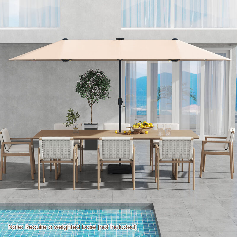 Large Patio Umbrella with LED Solar Lights and Crank Handle