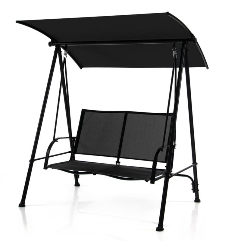 Hivvago 2-Seat Outdoor Canopy Swing with Comfortable Fabric Seat and Heavy-duty Metal Frame